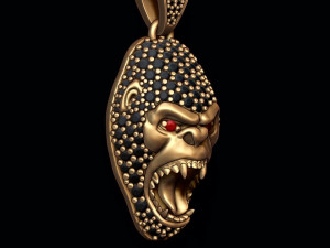 Gorilla head pendant with gems 3D Print Model