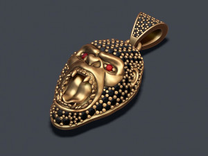 Gorilla head pendant with gems 3D Print Model