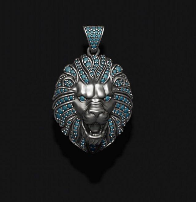Lion necklace with gems 3D Принт Модель .c4d .max .obj .3ds .fbx .stl .blend 