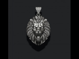 Lion necklace with gems 3D Принт Модель