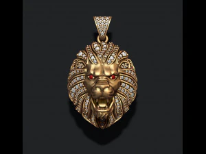 Lion necklace with gems 3D Print Model