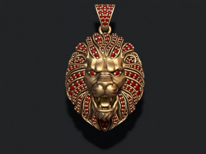 Lion necklace with gems 3D Принт Модель