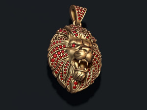 Lion necklace with gems 3D Принт Модель