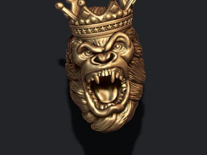 K&ouml;nig Gorilla mit Kronenring 3D Druckmodell