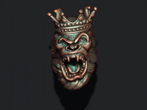 King Gorilla with crown ring 3D Print Model