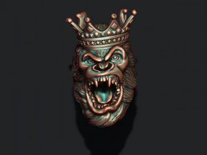 King Gorilla with crown ring 3D Print Model