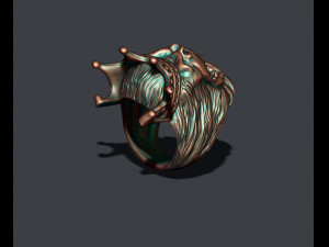 King Gorilla with crown ring 3D Print Model