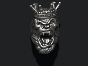 King Gorilla with crown ring 3D Print Model