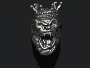 King Gorilla with crown ring 3D Print Model