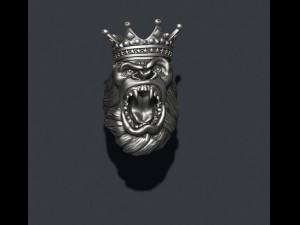 King Gorilla with crown ring 3D Print Model