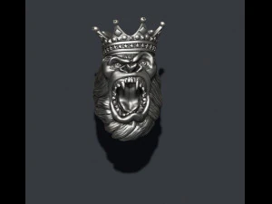 King Gorilla with crown ring 3D Print Model