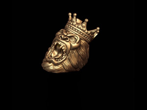 King Gorilla with crown ring 3D Print Model
