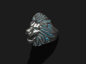 Lion ring with gems 3D Print Model