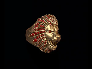 Lion ring with gems 3D Print Model