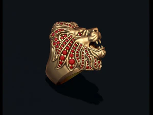 Lion ring with gems 3D Print Model
