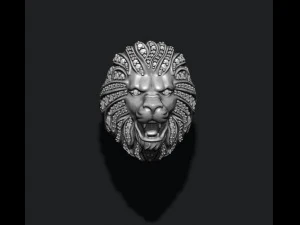 Lion ring with gems 3D Print Model