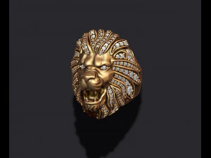 Lion ring with gems 3D Print Model
