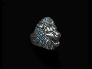 Lion ring with gems 3D Print Model