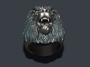 Lion ring with gems 3D प्रिंट मॉडल