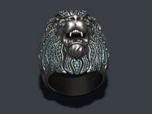 Lion ring with gems 3D Print Model