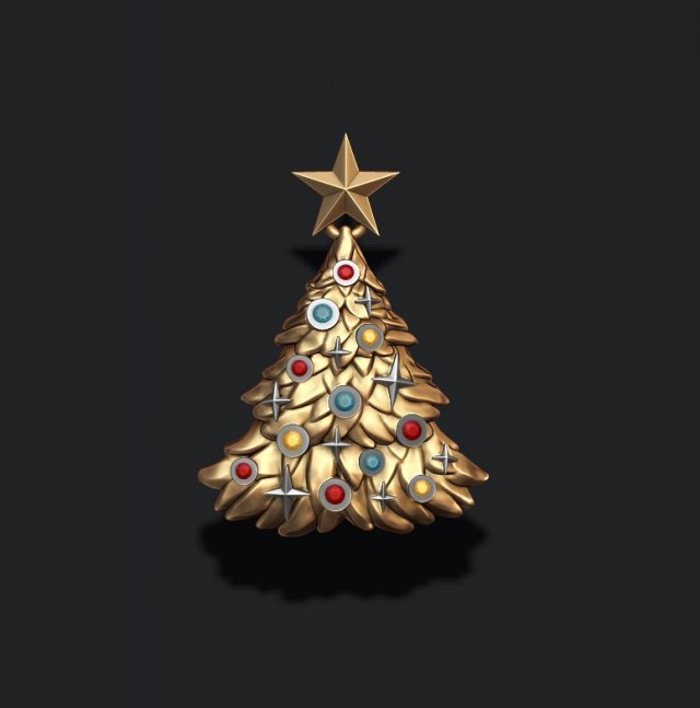 Christmas Tree pendant with gems 3D-Druckmodell .c4d .max .obj .3ds .fbx .stl .blend 