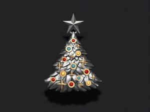 Christmas Tree pendant with gems 3D-Druckmodell