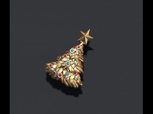 Christmas Tree pendant with gems 3D-Druckmodell