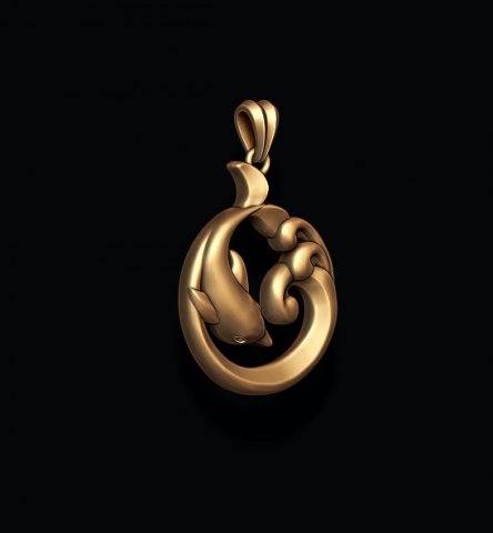 Dolphin pendant 3D Print Model .c4d .max .obj .3ds .fbx .stl .blend 