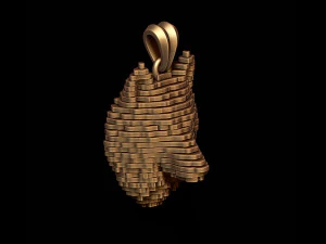 Sliced Wolf pendant 3D Print Model