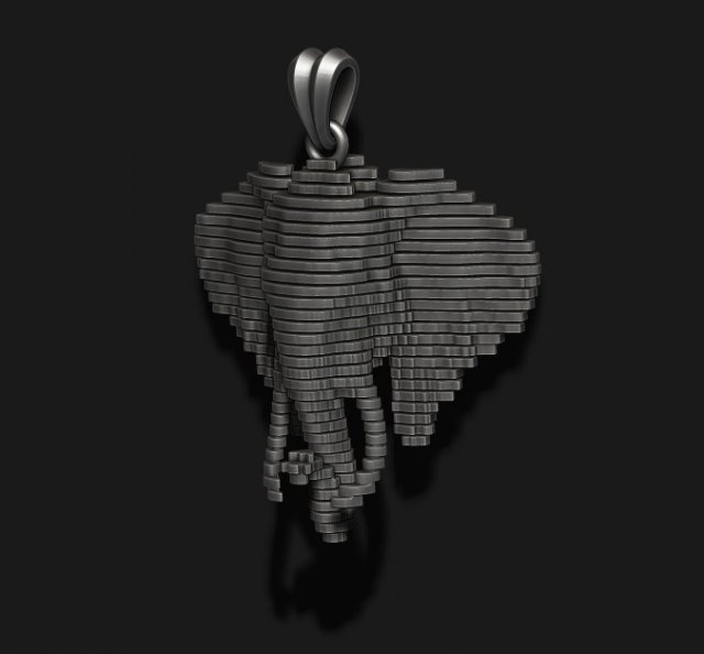 Sliced elephant pendant 3D 프린트 모델 .c4d .max .obj .3ds .fbx .stl .blend 