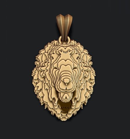 Sliced Lion pendant v2 3D-Druckmodell .c4d .max .obj .3ds .fbx .stl .blend 
