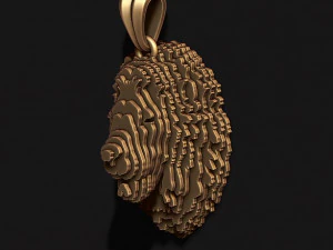 Sliced Lion pendant v2 3D Print Model