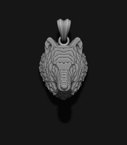 Sliced Wolf pendant v2 3D Print Model .c4d .max .obj .3ds .fbx .stl .blend 