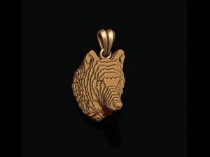 Sliced Wolf pendant v2 Modèles 3D en vedette