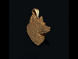 Sliced Wolf pendant v2 3D Print Model