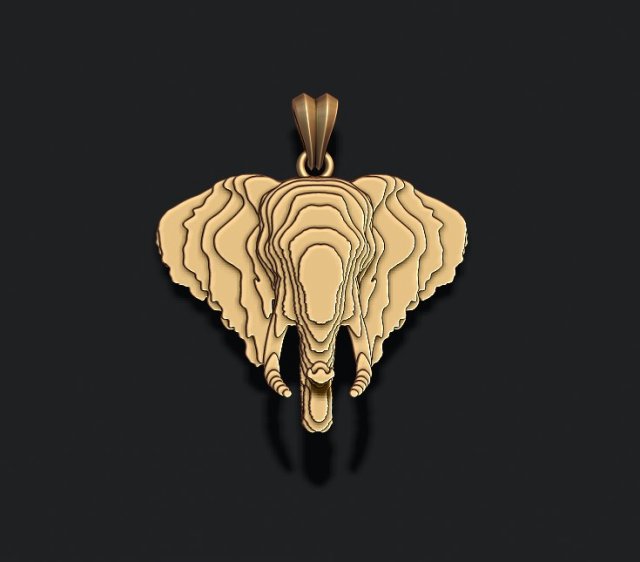 Sliced elephant pendant v2 3D 打印模型 .c4d .max .obj .3ds .fbx .stl .blend 