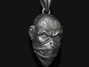 Ape gorilla with bandana handkerchief pendant 3D Baskı Modeli