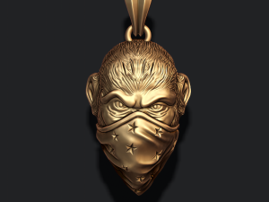 Ape gorilla with bandana handkerchief pendant 3D Baskı Modeli