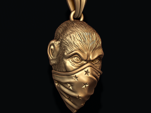 Ape gorilla with bandana handkerchief pendant 3D Baskı Modeli