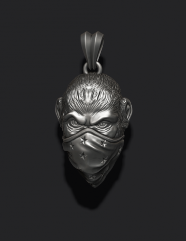 Ape gorilla with bandana handkerchief pendant 3D Baskı Modeli .c4d .max .obj .3ds .fbx .stl .blend 