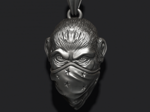 Ape gorilla with bandana handkerchief pendant 3D Baskı Modeli