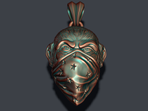 Ape gorilla with bandana handkerchief pendant 3D Baskı Modeli