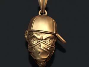 Affengorilla mit Bandana-Anh&auml;nger, Baseballm&uuml;tze, 3D-Druckmodell 3D Druckmodell