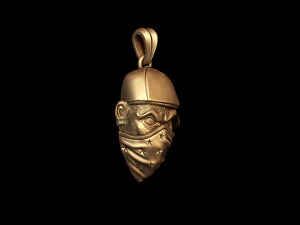 Ape gorilla with bandana pendant baseball cap hat 3D print model 3D Print Model