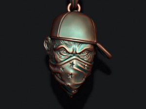 Ape gorilla with bandana pendant baseball cap hat 3D print model 3D Принт Модель