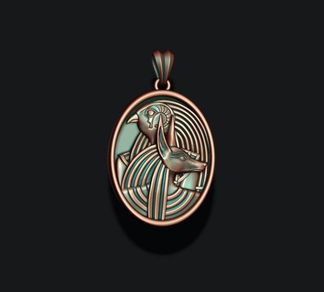 Horus Anubis pendant 3D print model 3D 打印模型 .c4d .max .obj .3ds .fbx .stl .blend 