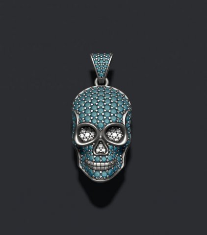 Skull pendant with gems 3D print model 3D Принт Модель .c4d .max .obj .3ds .fbx .stl .blend 