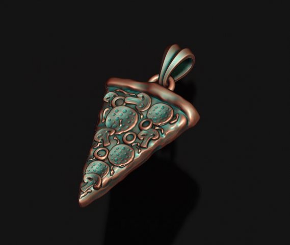 Pizza slice pendant 3Dプリントモデル .c4d .max .obj .3ds .fbx .stl .blend 