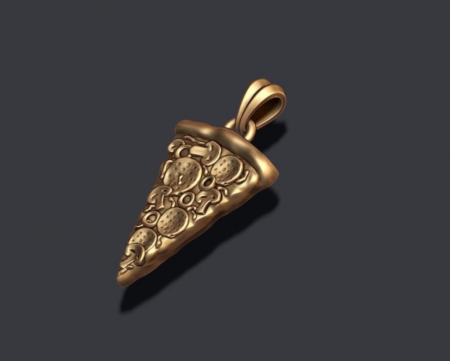 10K Yellow Gold Slice Of Pizza Charm Pendant - Handmade Food Jewelry Gift