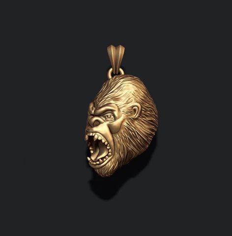 Angry Gorilla basrelief pendant 3D Print Model .c4d .max .obj .3ds .fbx .stl .blend 